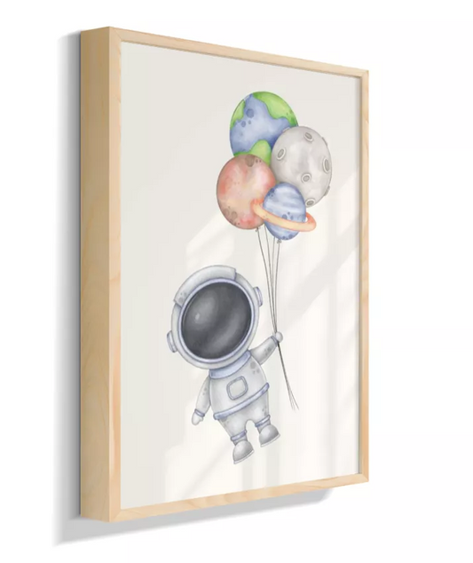 Astronauta com balões planetas (neutro)