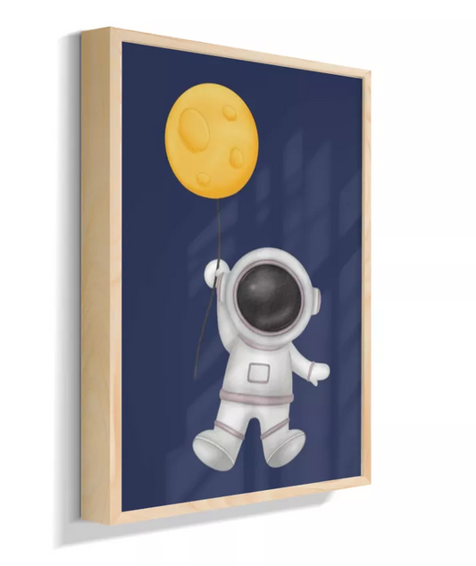 Astronauta com balão da lua (azul)