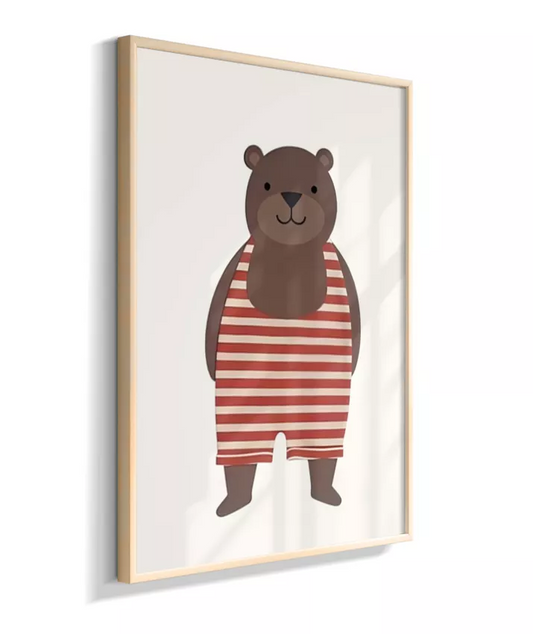 Urso com macacão listrado