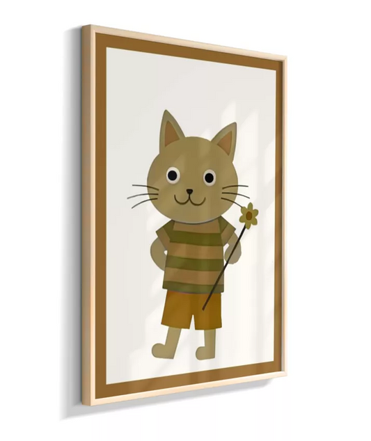 Gatinho com flor (detalhe simulando moldura marrom)