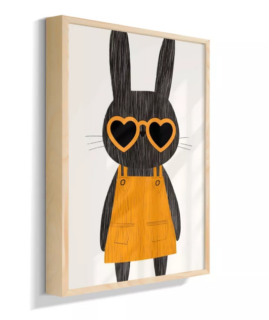 Coelhinha com óculos vestido laranja