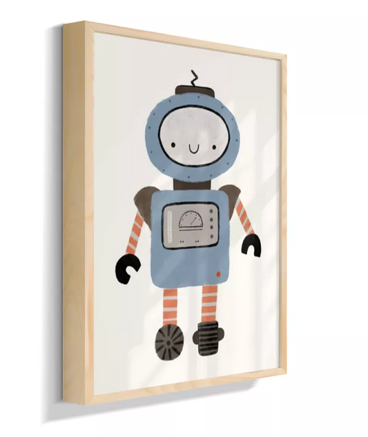 Robô azul com listras vermelhas