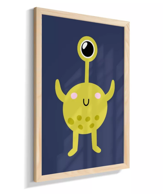ET/monstro verde com 1 olho (fundo azul)