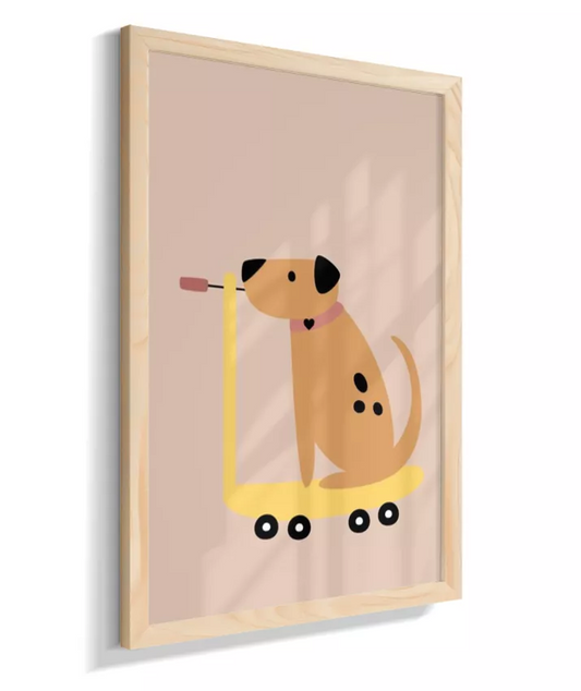 Cachorro no patinete (fundo neutro)