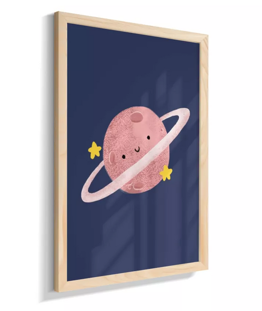 Saturno rosa (fundo azul)
