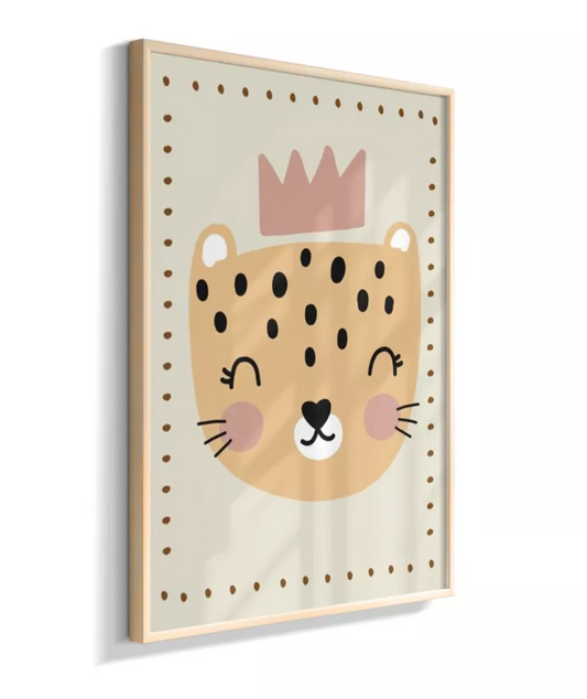 Onça na moldura com detalhes (boho)