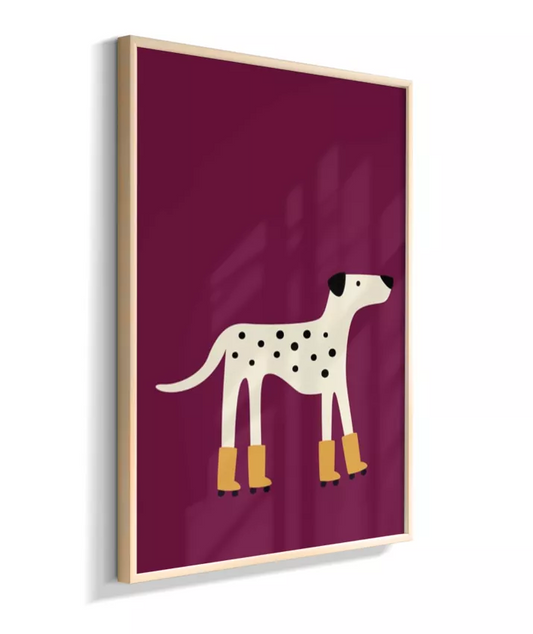 Dálmata com patins (fundo roxo)