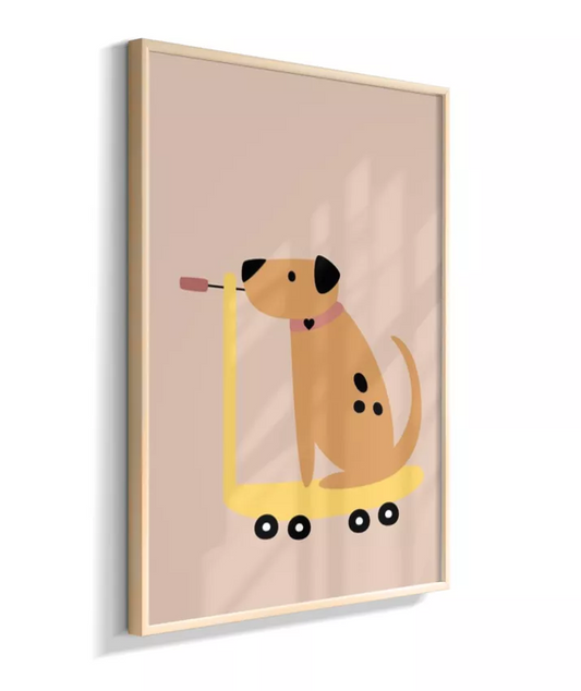 Cachorro no patinete (fundo neutro)