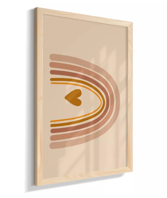 Arco-íris com coração na horizontal (rose com fundo neutro)