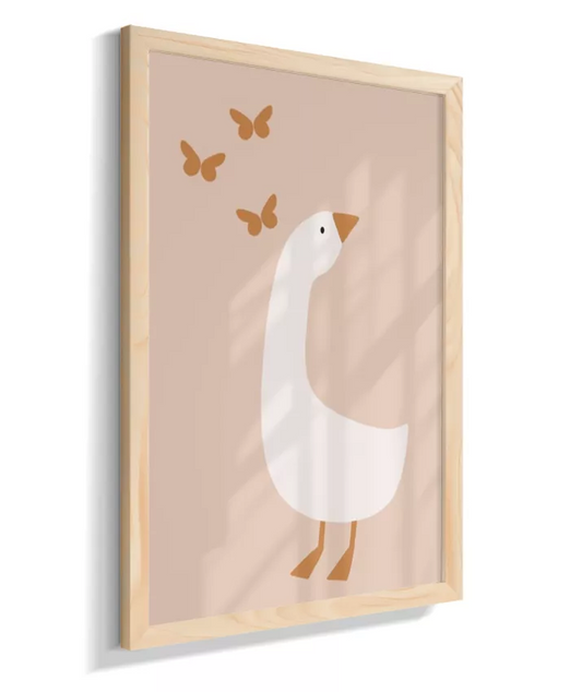 Pato com borboletas (fundo rose)