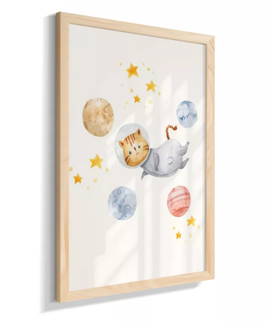 Gato astronauta com planetas (neutro)