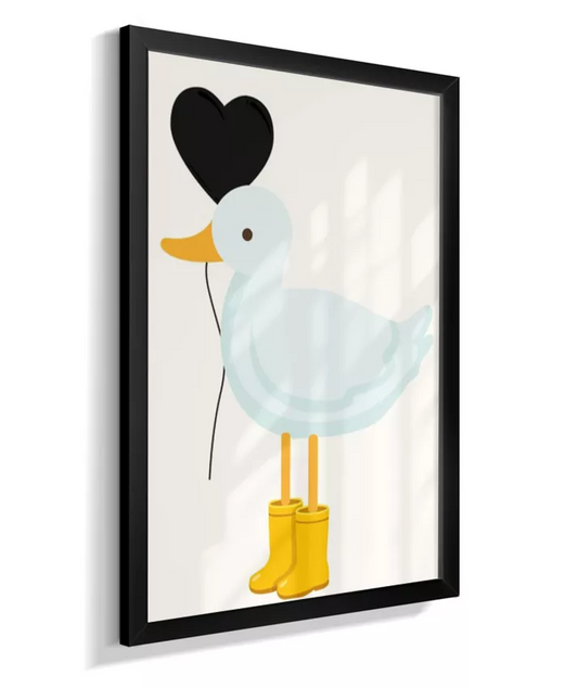 Pato com galocha (amore) com balão coração