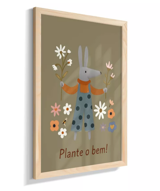 Coelho no jardim - Plante o bem (fundo esverdeado)