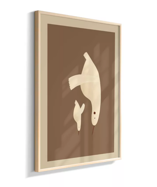 Gaivotas - mãe e filhote (marrom com bege)