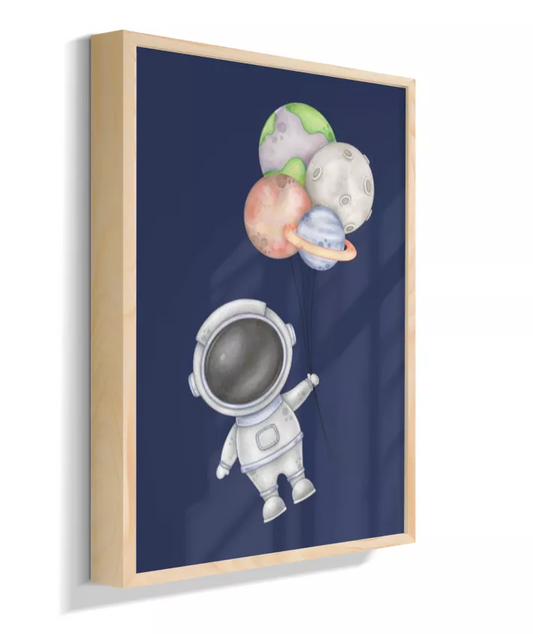 Astronauta com balões planetas (azul)