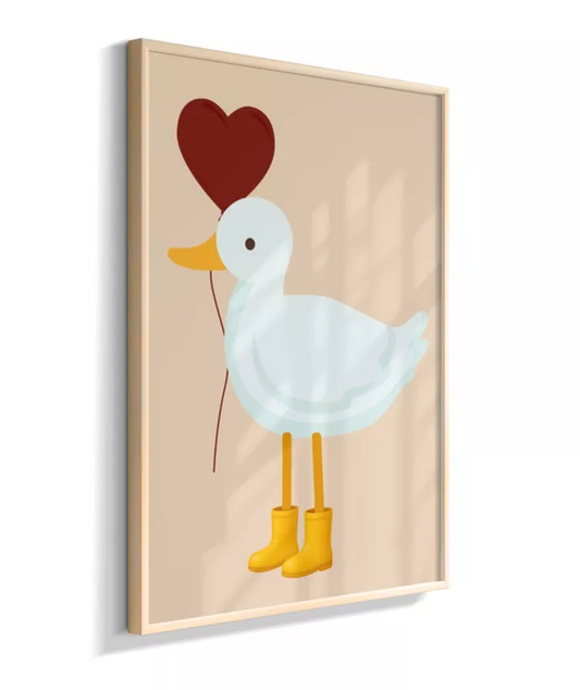 Pato com galocha e coração (fundo neutro)