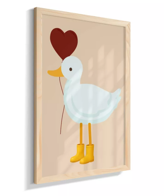 Pato com galocha e coração (fundo neutro)