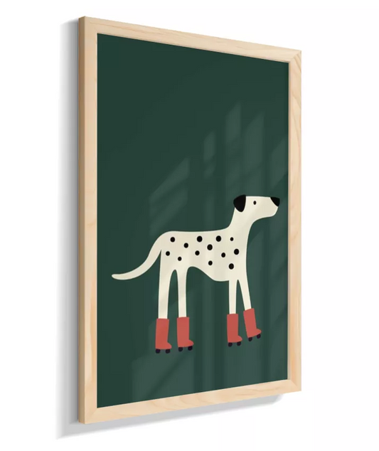 Dálmata de patins (fundo verde)