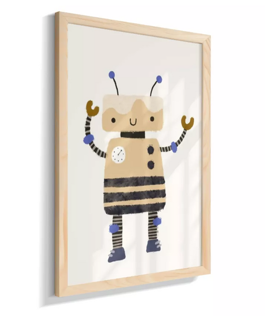 Robô amarelo com listras