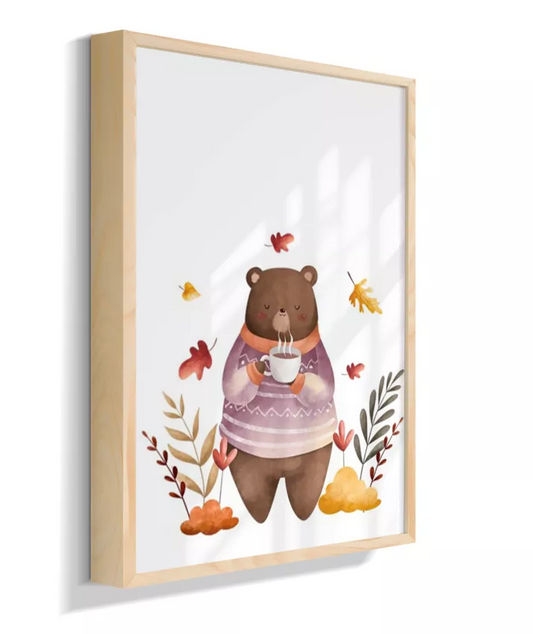 Urso tomando café no bosque