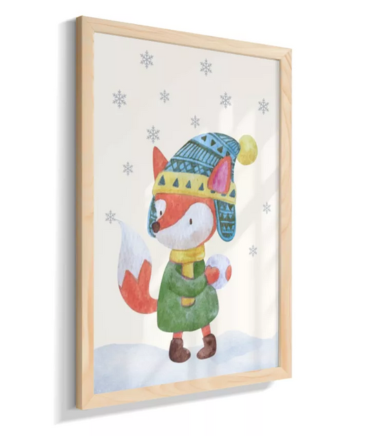 Raposa brincando na neve