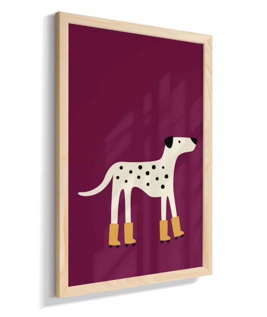 Dálmata com patins (fundo roxo)